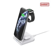 가제트 3in1 무선 충전기 GMC1000 아이폰 애플워치 전용, 화이트, 화이트