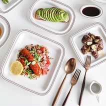 시라쿠스 메이플 도자기 사각 반찬 접시 그릇 (S/M), 시라쿠스 메이플(정사각M-코지블루)