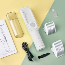 Windee 이발기 잔머리 흡착 무선 방수 전동 헤어트리머 바리깡 셀프 가정용 충전식, 화이트