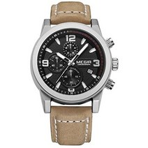 MEGIR Casual Chronograph Quartz Men Wrist Watch Waterproof Watch with Big Dials Silicone Hand Fash