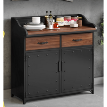 철제 카페 셀프바 테이블 분리수거 선반 탕비실, 2문, 화이트-길이150x폭40x높이90cm