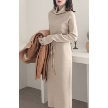 셀러허브 여성패션 [오노마] ONM G125468_허리벨트 터틀 니트 롱원피스
