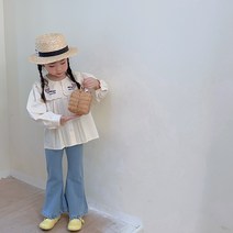 유블리 여아 플레어 부츠컷 연청 데님 팬츠 혀니