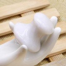 괄사 마사지기 천연 옥 도구 버섯 모양 얼굴 눈 긁는 구아샤 보드 돌 침술 도구 3, 하얀