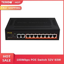 라우터 모뎀 네트워크카드 100M POE 네트워크 스위치 52V 93W 이더넷 스위치 POE 카메라 보안 모니터 용 VLAN 기능이있는 8100M POE 2100M 업 링크 포트, CHINA_TXE157
