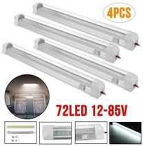 호환 캠핑카 12V 24V 72 LED 바 자동차 인테리어 조명 램프 스트립 라이트 On/Off 스위치 밴 트럭 캠핑 캐, 01 4pcs