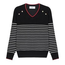 [베스띠벨리] 22F/W 스트라이프 브이넥 니트 풀오버 BFU2977BKP