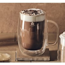 까사무띠 이중 컵 이중 내열 유리컵 홈카페 4종 2P set, 모카(350ml)2P