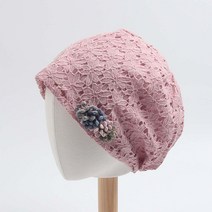 꽃 레이스 아플리케 두건 중년 항암 실내 모자 WM19