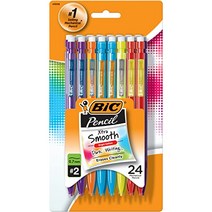 BIC Xtra-Smooth 샤프 펜슬 컬러 에디션 미디엄 포인트(0.7mm) 강의실 및 시험 시간에 적합 24카운트