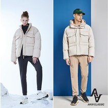 아키클래식 남녀 구스 숏패딩. 칩멍크 베이직 공용 구스다운 점퍼 라이트베이지외 컬러 택