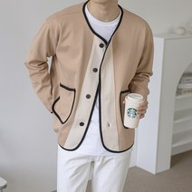 스타일 에스 스타일에스 남자 배색 라인 라운드 가디건 HIT