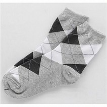 RT 여자 아가일 패턴 양말 중목 패션 삭스 회색
