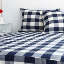 [천삼백케이] [브룬] 다우니 코튼 체크 매트리스커버(네이비)(SS)
