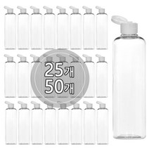 [50개묶음판매] 원터치캡용기 120ml 150ml 200ml 250ml 300ml 500ml 똑딱이용기 어매니티공병, 300ml 투명용기, 투명캡, 50개