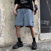 여름 INS 찢어진 데님 반바지 남성 트렌드 느슨한 홍콩 스타일 패션 개성 5 점 바지