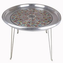 황제경금속 접이식테이블 양은 교자상 밥상 발상 캠핑테이블 술상, 56cm