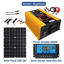 태양광 인버터 12v 순수 사인 DC ~ AC 110V/220V 6000W 휴대용 강력한 파워 뱅크 변환기 LCD 자동차 충전, 01 Yellow 18W 110V