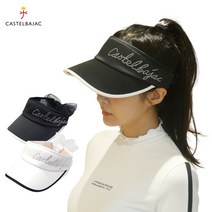 까스텔바작 여자 UV 자외선차단 넓은 보석 레터링 리본 썬캡, CW705 화이트