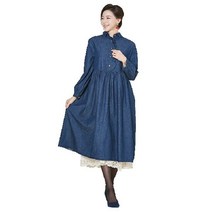 단추 포인트 롱 데님 원피스