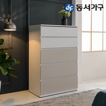 동서가구 피츠 제니 800 5단 서랍장 PAP008, 그레이화이트