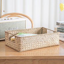 [리빙랩스] 라탄 해초 직사각 손잡이 바스켓 beige M, 단품, 1개