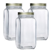 아트웨어 글라스 사각 매니스터 유리저장병, 1600ml, 3개입