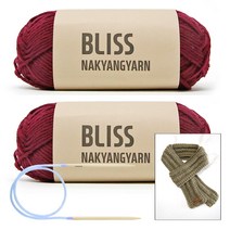 [니뜨] 블리스 뜨개실(50g)x2볼+줄바늘6.0mm, 321_와인
