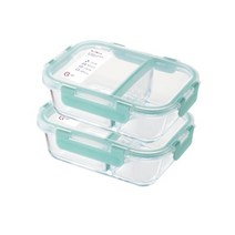 락앤락 LLG457 2칸 유리밀폐용기 직사각 860ml X 2개, 없음