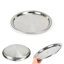 업소용 국내산 24종 6인치 스텐 쟁반 원형 트레이 음식점 식당 카페 레스토랑 식기 배달 서빙 받침대 주방 용품 정리 음식 보관 심플한 플레이트 튼튼한 반영구 가정용 레트로 빈티지
