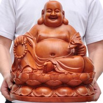 포대화상 칠복신 불상 목재 대형 불상 집들이선물, 높이 30cm