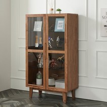 명품 고무나무 D타입 원목 장식장 유리 진열장 장식장, 명품 고무나무 원목 장식장(D타입)