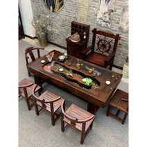 물이흐르는 거실테이블 원목 통나무 사무실 접대실, 2.2m+안락의자5개+세트 1개