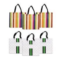 에클리츠 단색 코팅 부직포 쇼핑백, 색동+패턴(소), 6개입