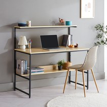 블루밍홈 투랙 높이조절 1인 2단 선반 컴퓨터 책상, 메이플