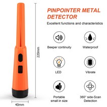 금속 탐지기 휴대용 핀포인트 고성능 땅속 금 파인더 방수 포인터 핀 포인트 보호 커버 손전등 동전, 주황색