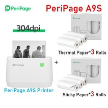 핸드폰사진출력기 즉석인화기 스티커 미니프린터 기존 PeriPage A9 Pro BT 휴대용 열전 사 포켓 프린터 30, 07 A9S set A