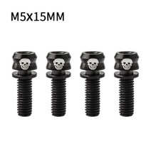 Muqzi 4ps 티타늄 줄기 나사 m5 x 15 17 19mm mtb 도로 자전거 핸들 바 라이저 용 와셔 고정 볼트가있는 진공 도금, M5-15 검정색 4pcs