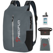 바다 민물 낚시가방 낚시용품 piscifun lt 방수 20l 드라이 백 배낭 낚시 카약 보트 타기 수영 캠핑 스포츠 가방을 위한 휴대용 보관 가방, 협력사, 20리터, 회색