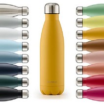 블룸탈 음료수 병 찰스 - 누출 방지 BPA 프리 따뜻한 음료와 차가운 음료의 보온 시간 750ml, 12 - 스파이시 머스타드 - 옐로우, 500ml