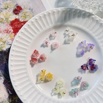 [2개]고리형 글래스 초롱꽃 8종 GP203 리얼 플라워 꽃 비즈 팔찌 귀걸이 목걸이재료, 5.화이트