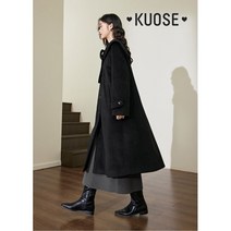 KUOSE 쿠오세 코트 블랙 빅 카라포인트 모직 롱 코트