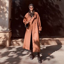 봄 롱 카라멜 트렌치 캐주얼 패션 여성 코트