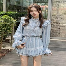 트위드 결혼식 하객룩 봄 귀여운 투피스 세트 여성 셔츠 블라우스 상의 반바지 우아한 패션 프레피 스타일 스위트 홀리데이 피스 바지