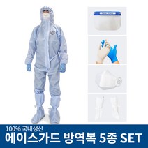 국내생산 에이스가드 여름 블루 방역복 방호복 5종세트