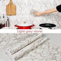 대리석 비닐 필름 자체 접착 벽지 욕실 주방 찬장 조리대 화장지 PVC 방수 벽 스티커, [02] Light grey stone