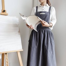 J&J 린넨 원피스 앞치마, 진그레이
