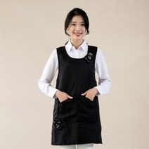 이솔홈 앞치마 원피스형 주방 공방 카페 바리스타 어린이집앞치마 모음, 꽃잎 앞치마 02_블랙