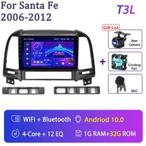 Srnubi 안드로이드 자동차 오디오 라디오 현대 산타페 2006 - 2010 2011 2012 2din GPS 무선 카플레이 멀티미디어 플레이어 DVD 스테레오, 3.T3L-Fan-Camera