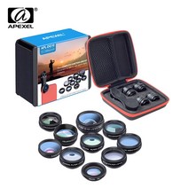 스마트폰망원렌즈 콘서트카메라 apexel universal 10in1 fisheye 광각 매크로 전화 렌즈 키트 cpl 스타 필터 만화경 for iphone samsung, 없음